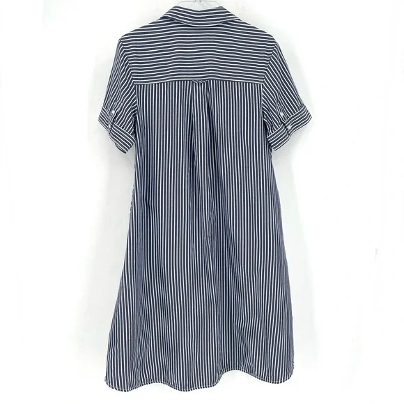 EVERLANE The Daytripper Striped Button Down Oversized Short Sleeve Shirt Dress - Picture 9 of 11